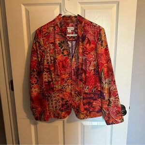 Coldwater Creek multicolor front zip lightweight jacket size medium
